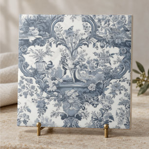 Elegante chique vintage blauwe toile de jouy tegeltje