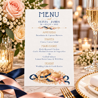 Elegante Chique Vintage Kust Bruilofts Diner Menu