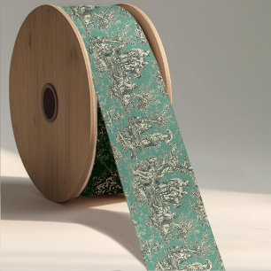 Elegante Chique Vintage Tealgrijze Toile Lint