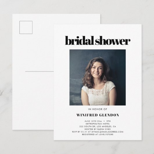 Elegante & chique Vrijgezellenfeest fotouitnodigin Briefkaart (Voorkant / Achterkant)