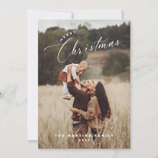 Elegante chique vrolijke kerst foto vakantie Kaart (Voorkant)