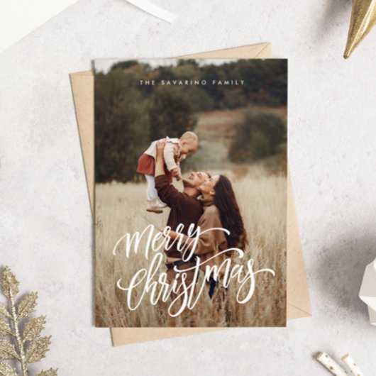 Elegante chique vrolijke kerst foto vakantie Kaart