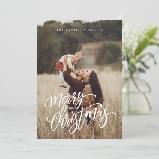 Elegante chique vrolijke kerst foto vakantie Kaart (Staand voorkant)