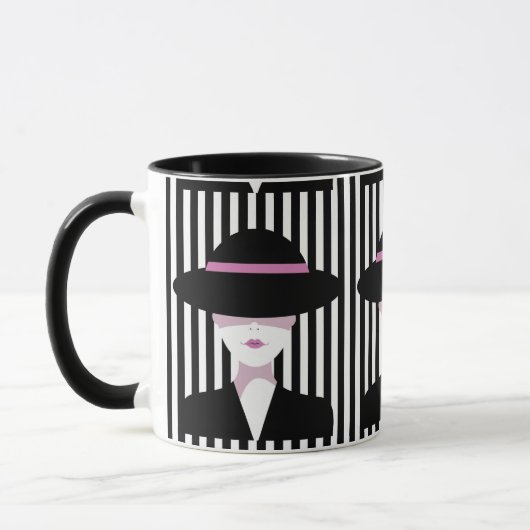 "Elegante chique vrouw met Pet: stijlvol Mok (Links)