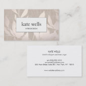 Elegante chique warm zilveren bladeren interieur d visitekaartje (Voorkant / Achterkant)