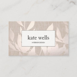 Elegante chique warm zilveren bladeren interieur d visitekaartje
