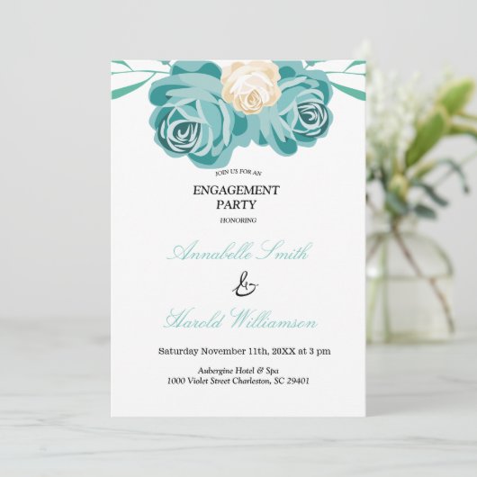 Elegante chique Waterverf blauw VERLOVING kaart (Staand voorkant)