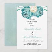 Elegante chique Waterverf blauw VERLOVING kaart (Voorkant / Achterkant)