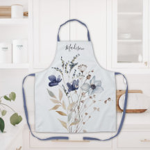 Elegante chique waterverf blauwe bloem met monogra