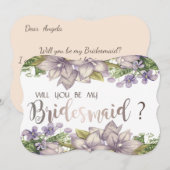 Elegante Chique Waterverf Bloemen Bruidsmeisje Kaa Kaart (Voorkant / Achterkant)