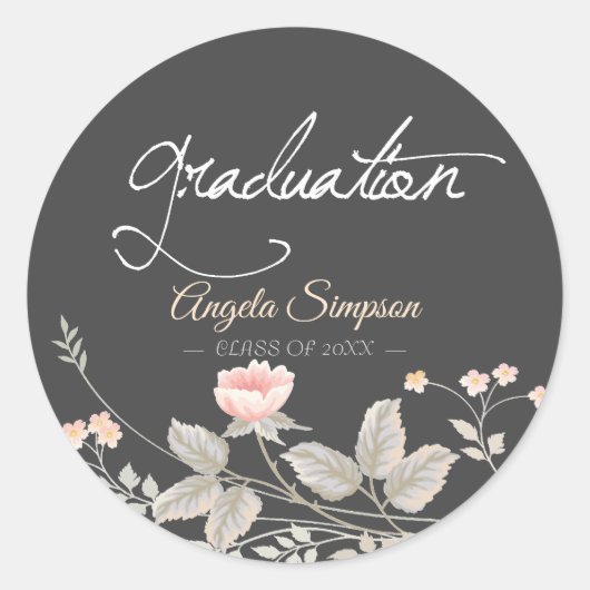 Elegante chique waterverf Bloemen ronde sticker (Voorkant)