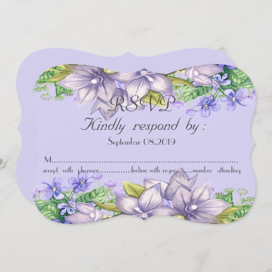 Elegante chique waterverf bloemen RSVP Kaart (Voorkant / Achterkant)