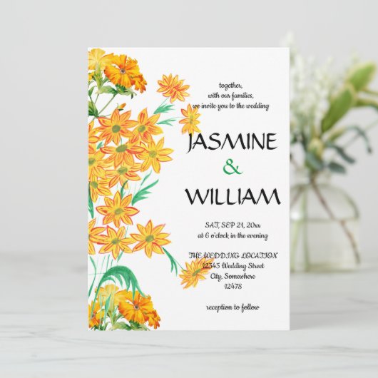 Elegante chique Waterverf bloemig Kaart (Staand voorkant)