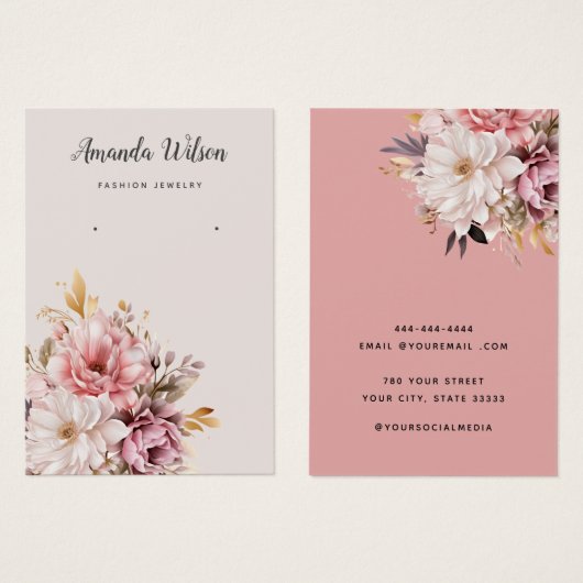 Elegante chique Waterverf Boho oorbel display kaar Visitekaartje (Voorkant /achterkant)