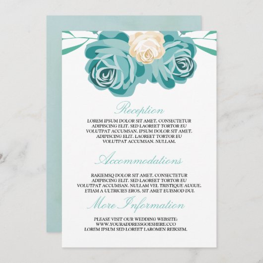 Elegante chique Waterverf bruiloft informatie Gast Kaart (Voorkant / Achterkant)