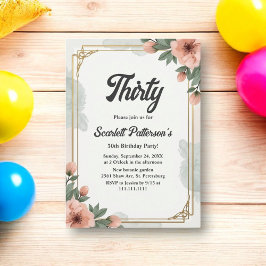 Elegante chique Waterverf Floral 30th Birthday Kaart
