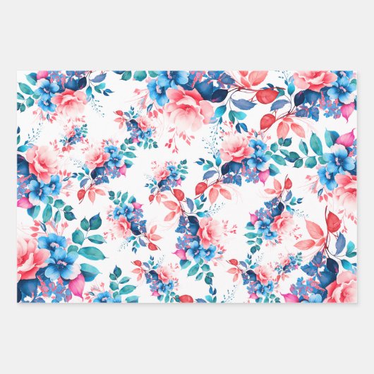 Elegante chique Waterverf Floral 60th Birthday Inpakpapier Vel (Voorkant 2)