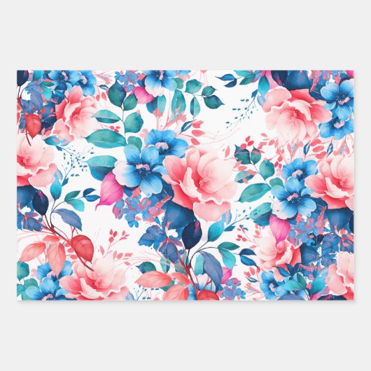 Elegante chique Waterverf Floral 60th Birthday Inpakpapier Vel (Voorkant)