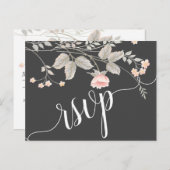 Elegante chique waterverf Floral RSVP Invitation P Uitnodiging Briefkaart (Voorkant / Achterkant)