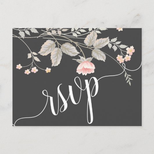 Elegante chique waterverf Floral RSVP Invitation P Uitnodiging Briefkaart (Voorkant)