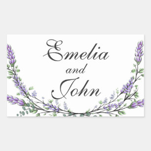 Elegante chique waterverf Lavendel en Eucalyptus Rechthoekige Sticker