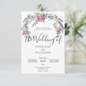 Elegante chique waterverf lavendel Roze roos Weddi Kaart (Staand voorkant)