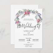 Elegante chique waterverf lavendel Roze roos Weddi Kaart (Voorkant / Achterkant)