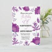 Elegante chique Waterverf Paarse Royal Wedding Kaa Kaart (Staand voorkant)