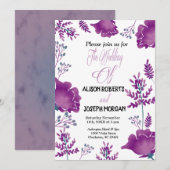 Elegante chique Waterverf Paarse Royal Wedding Kaa Kaart (Voorkant / Achterkant)