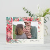 Elegante chique Waterverf Poinsettia Botanische Fo Feestdagenkaart (Staand voorkant)