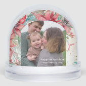 Elegante chique Waterverf Poinsettia Botanische Fo Sneeuwbol (Voorkant)