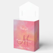 Elegante chique waterverf roze monogram bruiloft bedankdoosjes (Geopend)