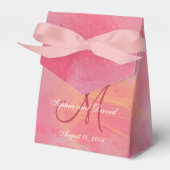 Elegante chique waterverf roze monogram bruiloft bedankdoosjes (Voorkant Zijde)