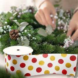 Elegante chique witgoud rode stippen moderne Kerst Satijnen Lint