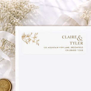Elegante chique witte en gouden trouw retouradres etiket