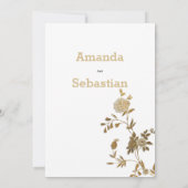 Elegante chique witte gouden glitter bloemenbruilo kaart (Achterkant)