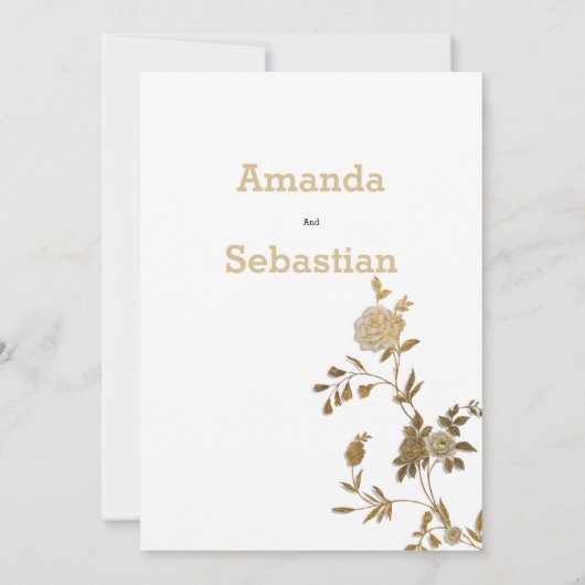 Elegante chique witte gouden glitter bloemenbruilo kaart (Achterkant)
