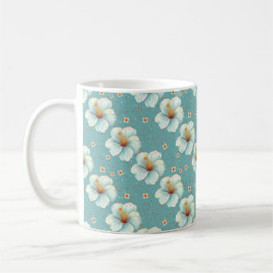 Elegante chique witte stijlvolle moderne bloemen koffiemok