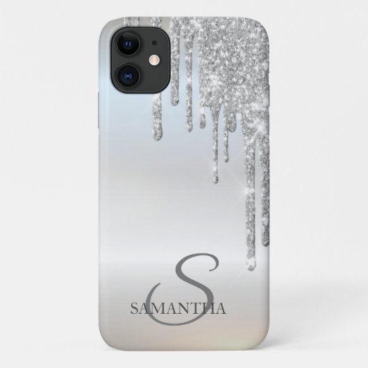 Elegante chique zilveren glinsterdruppels Case-Mate iPhone case (Achterkant)