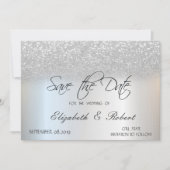 Elegante chique zilveren glitter bokeh bewaar de d save the date (Voorkant)