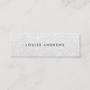 Elegante chique zilveren glitter eenvoudige witte  mini visitekaartje