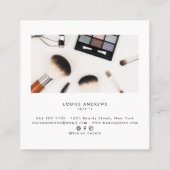 Elegante chique zilveren glitter eenvoudige witte vierkante visitekaartje (Achterkant)