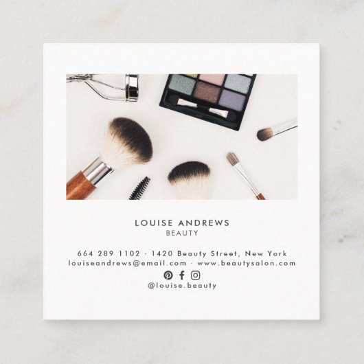 Elegante chique zilveren glitter eenvoudige witte  vierkante visitekaartje (Achterkant)