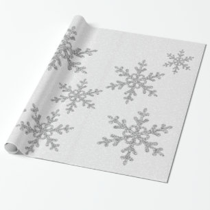 Elegante chique zilveren glittersneeuwvlokken Holi Cadeaupapier