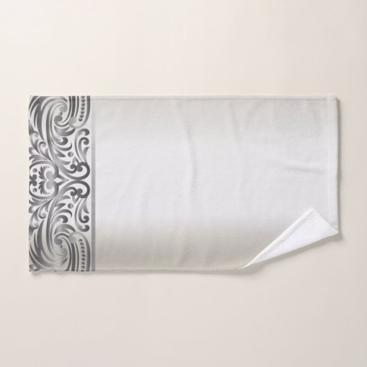 Elegante chique zilveren wervelingen bad handdoek (Handdoek)