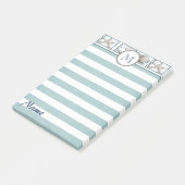 Elegante chique zomer zeeschelpen strepen monogram post-it® notes (Schuin)