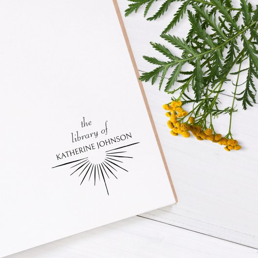Elegante chique zonnestralen uit het bibliotheekbo rubberstempel