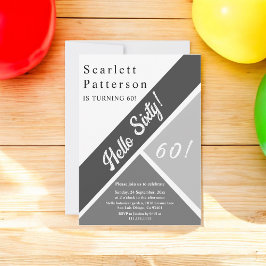 Elegante chique zwart en wit grijs 60e verjaardag kaart