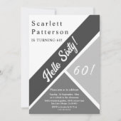 Elegante chique zwart en wit grijs 60e verjaardag kaart (Voorkant)
