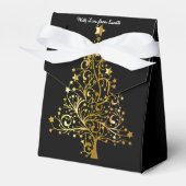 Elegante chique zwart gouden kerstboom gunst box bedankdoosjes (Voorkant Zijde)